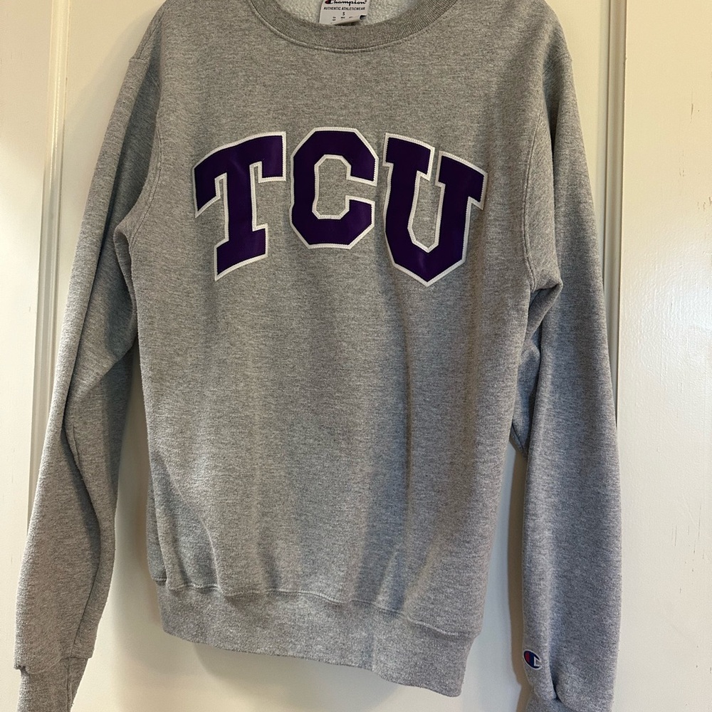 Champion Gray and Purple TCU Crewneck Sweatshirt